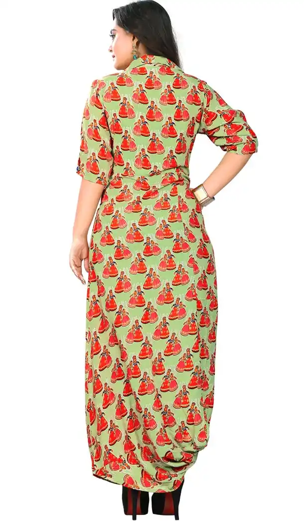 Luscious Multi Color Rayon Party Wear Readymade Long Kurti - 394447584