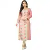 Scintillating Peach Color Rayon Party Wear Readymade Long Kurti - 394447587