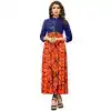 Orange Color Rayon Party Wear Readymade Long Kurti - 394447587