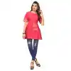 Majesty Pink Color Cotton Party Wear Readymade Short Kurti - 394447591