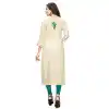 Vivacious Off White Color Cotton Party Wear Readymade Long Kurti - 394447592