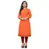 Exquisite Orange Color Rayon Party Wear Readymade Long Kurti - 394447595