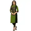 Exquisite Green and Black Color Rayon Party Wear Readymade Long Kurti - 394447597