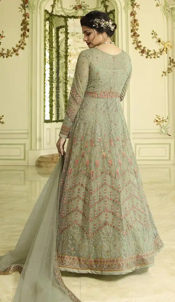 Prachi Desai Floor Length Designer Pakistani Abaya Salwar Kameez in Pastel Green - 59579010