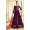 Designer Floor Length Wine Color Georgette Salwar Kameez - 59448845
