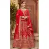 Red Color Satin Silk Embroidery Traditional Lehengas Choli For Women - 59528946