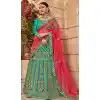 Turquoise Blue Color Satin Silk Embroidery Traditional Lehengas Choli For Women - 59528947