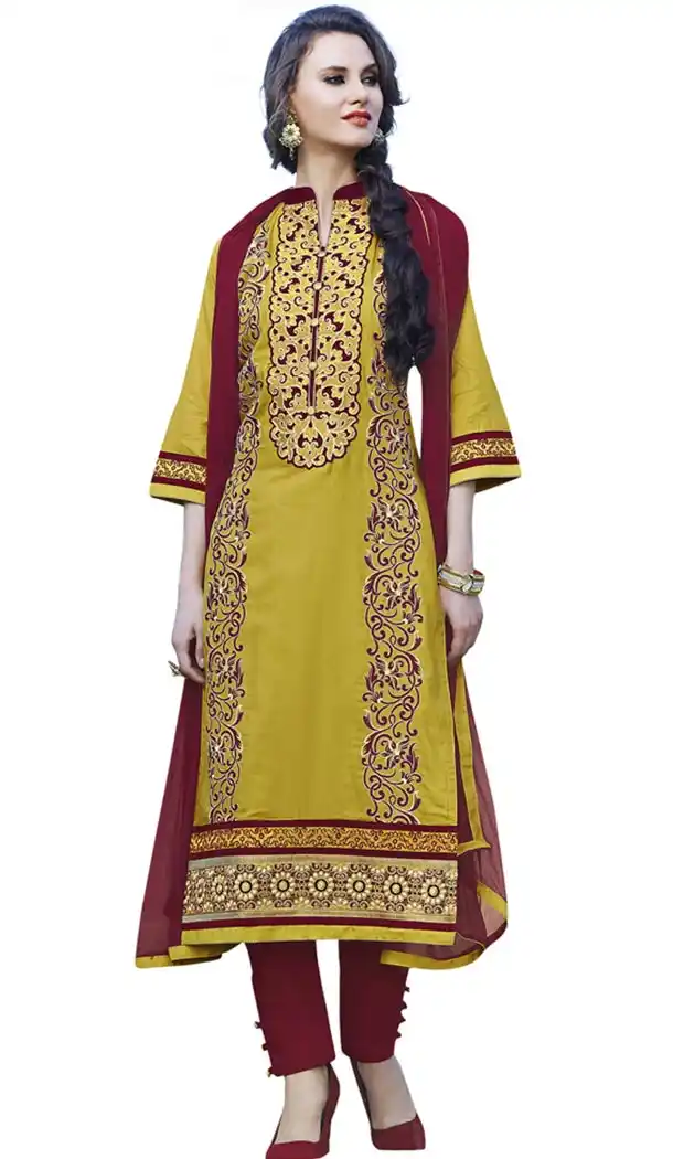 Exotic Yellow Color Cotton Casual Wear Salwar Kameez For Girls - 410449634