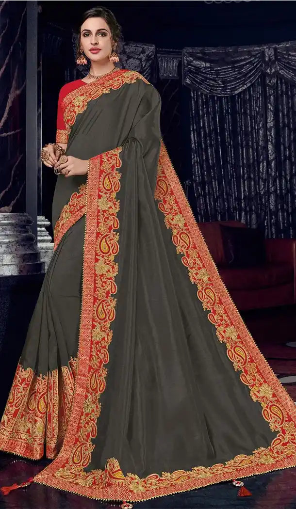 Exquisite Brown Color Silk Party Wear Designer Saree - 405649041