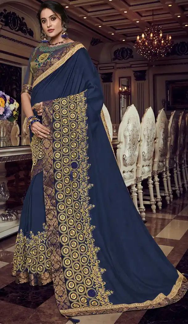 Glamorous Violet Color Silk Party Wear Designer Saree - 40564906