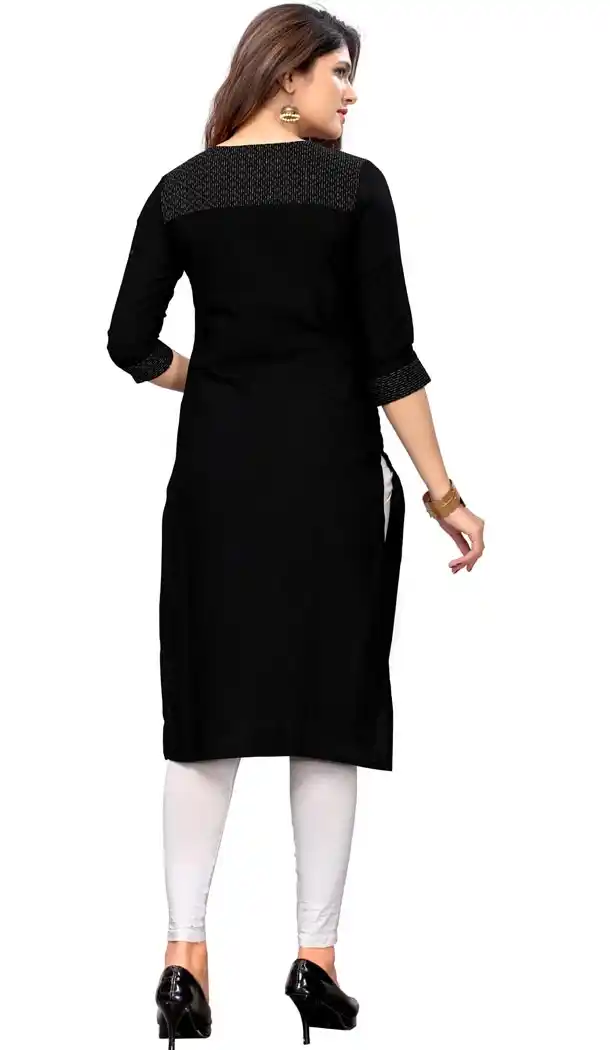 Attractive Black Color Slab Cotton Party Wear Ready Made Kurtis For Girls - 404548822