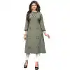 Exquisite Gray Color Flax Cotton Party Wear Ready Made Kurtis For Girls - 404548823