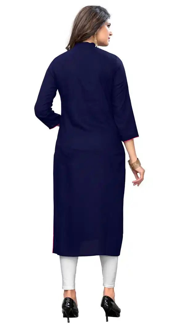 Exquisite Blue Color Rayon Party Wear Ready Made Kurtis For Girls - 404548825