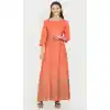 Charming Orange Color Rayon Party Wear Ready Made Kurtis For Girls - 404548827