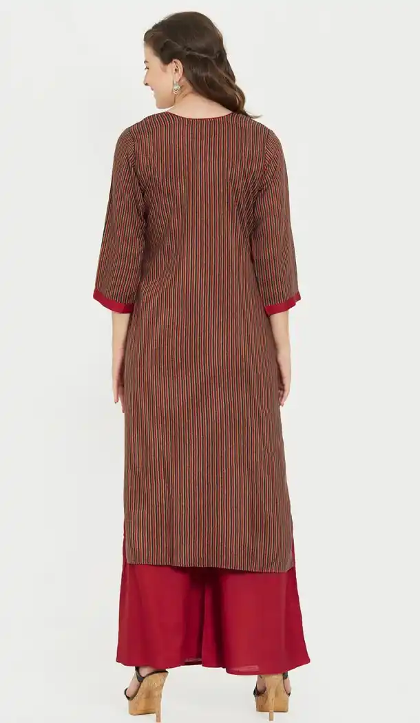 Ethnic Maroon Color Rayon Party Wear Ready Made Kurtis For Girls - 404548828