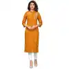 Yellow Color Cotton Party Wear Ready Made Kurtis For Girls - 404548830