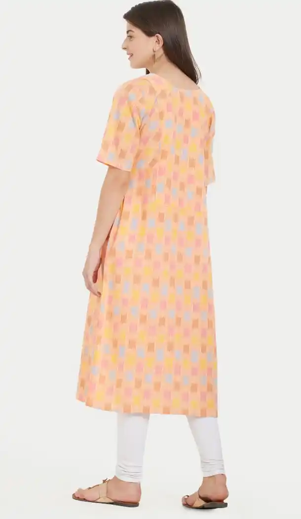Alluring Multi Color Flax Cotton Party Wear Ready Made Kurtis For Girls - 404548831