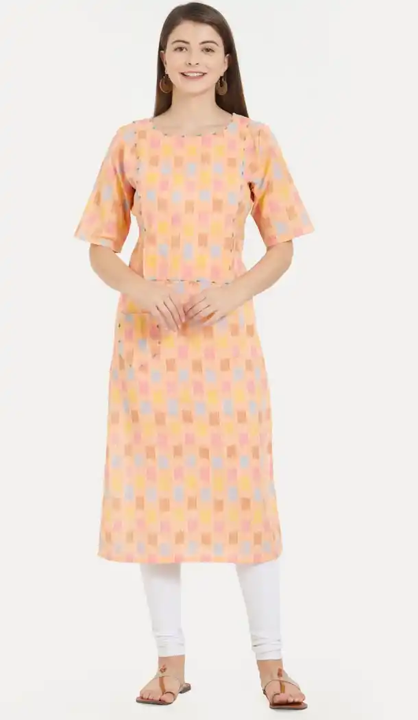 Alluring Multi Color Flax Cotton Party Wear Ready Made Kurtis For Girls - 404548831