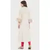 Classy Off White Color Flax Cotton Party Wear Ready Made Kurtis For Girls - 404548835