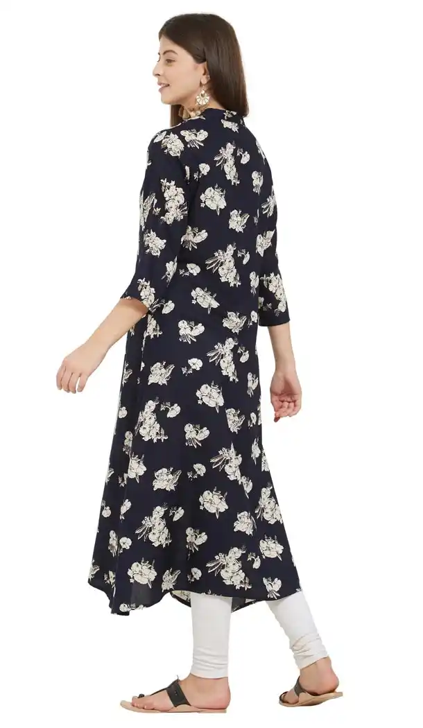 Magnificient Black Color Rayon Party Wear Ready Made Kurtis For Girls - 404548836