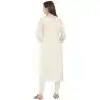 White and Pista Color Flax Cotton Party Wear Ready Made Kurtis For Girls - 404548837