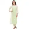White and Pista Color Flax Cotton Party Wear Ready Made Kurtis For Girls - 404548837