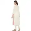 Magnificient White and Pink Color Flax Cotton Party Wear Ready Made Kurtis For Girls - 404548838