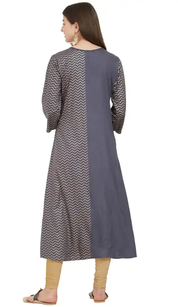 Dazzling Gray Color Rayon Party Wear Ready Made Kurtis For Girls - 404548839