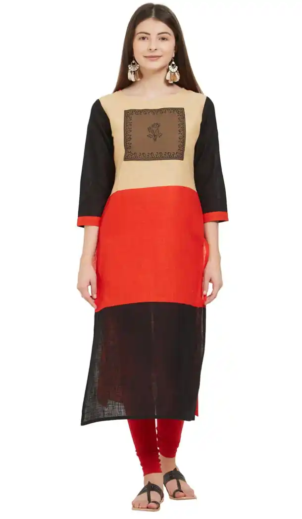 Marvelous Multi Color Slub Cotton Party Wear Ready Made Kurtis For Girls - 404548841