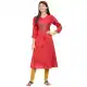 Ravishing Red Color Rayon Party Wear Ready Made Kurtis For Girls - 404548844