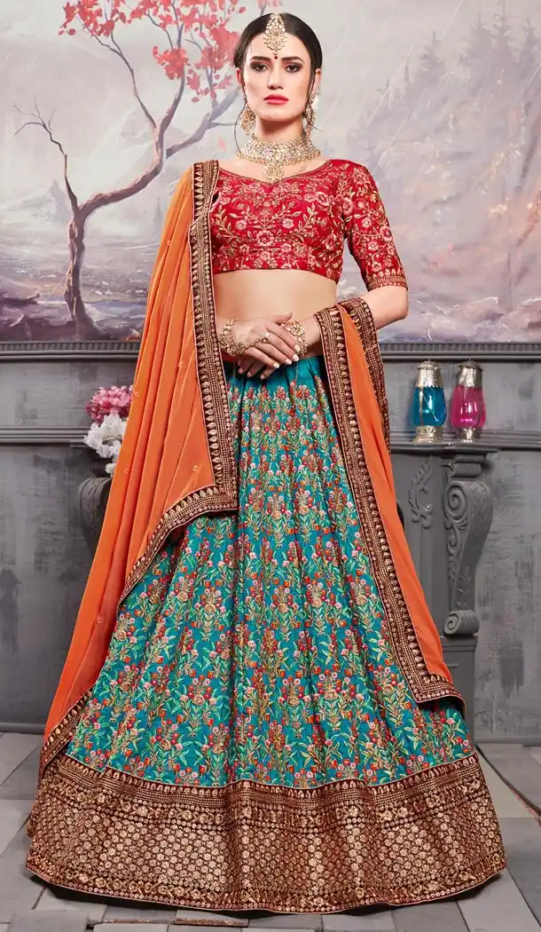 Red Color Banarasi Silk Traditional Designer Lehenga Choli - 409649589