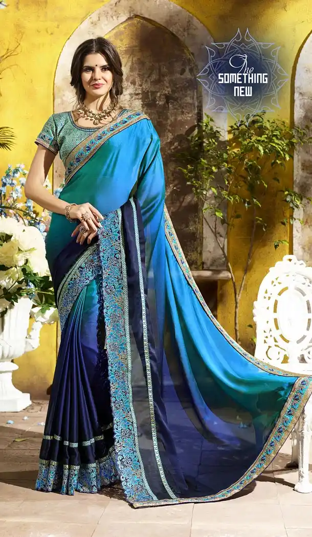 Blue Color Rangoli Georgette Treditioanal Wear Saree Blouse - 408949405