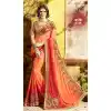 Orange and Red Color Rangoli Georgette Treditioanal Wear Saree Blouse - 408949409