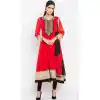 Gleaming Red Color Faux Georgette Party Wear Plus Size Salwar Kameez