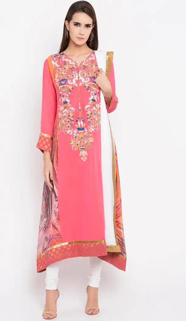 Marvelous Pink Color Faux Georgette Party Wear Plus Size Salwar Kameez - 412750307