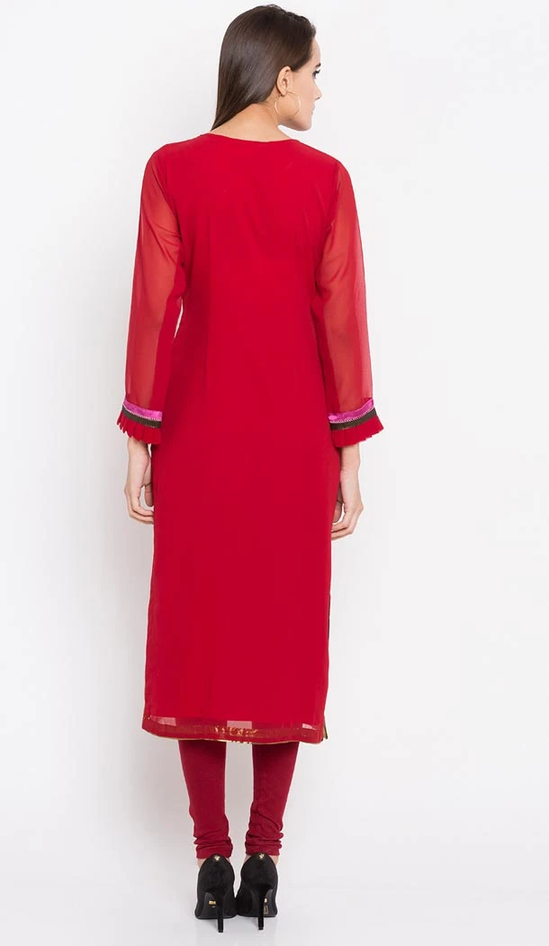 Gorgeous Red Color Faux Georgette Party Wear Plus Size Salwar Kameez - 412750310