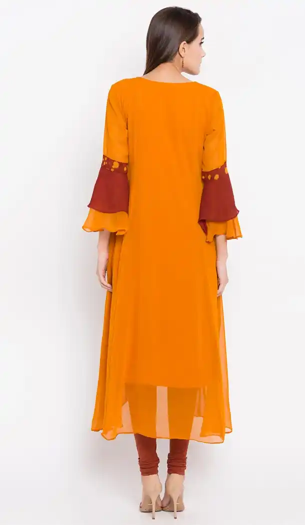 Mustard Color Faux Georgette Party Wear Plus Size Salwar Kameez - 412750313