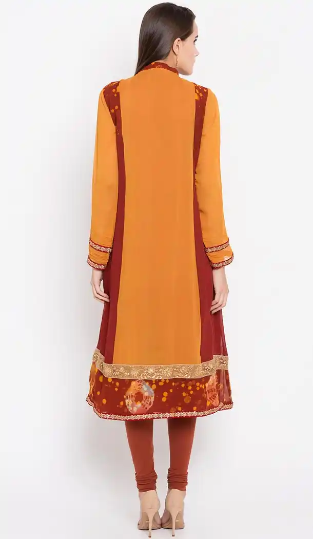 Classy Mustard Color Faux Georgette Party Wear Plus Size Salwar Kameez - 412750314