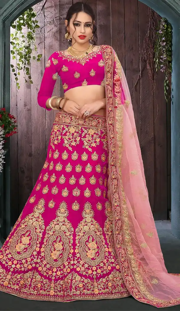 Pink Color Velvet Havvy Work Designer Bridel Lehenga Choli For Women - 410549651