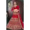 Red Color Velvet Havvy Work Designer Bridel Lehenga Choli For Women