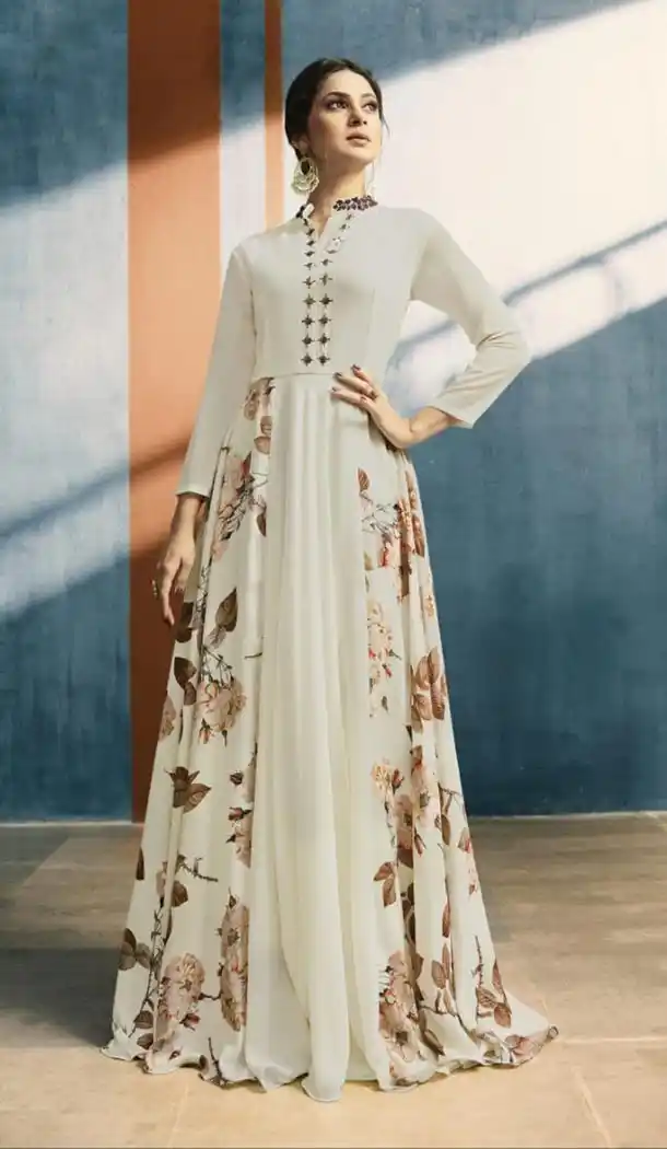 Mesmerizing White Color Georgette Party Readymade Girls Gown - 411850196