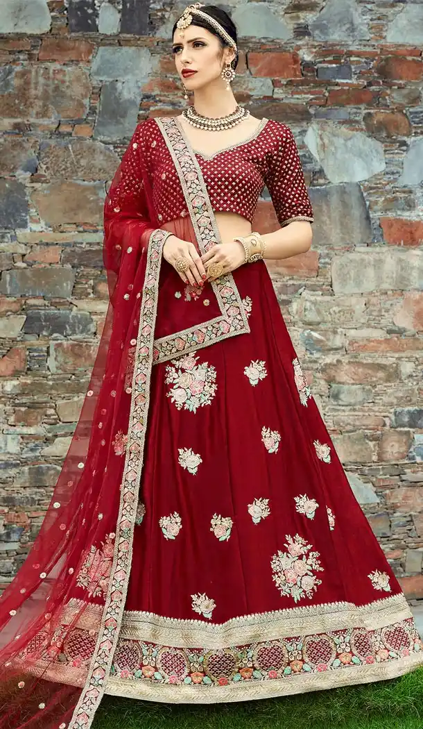 Maroon Color Art Silk Designer Sangeet Ceremony Wear Lehenga Choli - 412350280