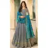 Grey Color Satin Georgette Long Pakistani Abaya Salwar Kameez