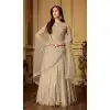 Off White Color Net Designer Party Wear Long Salwar Kameez