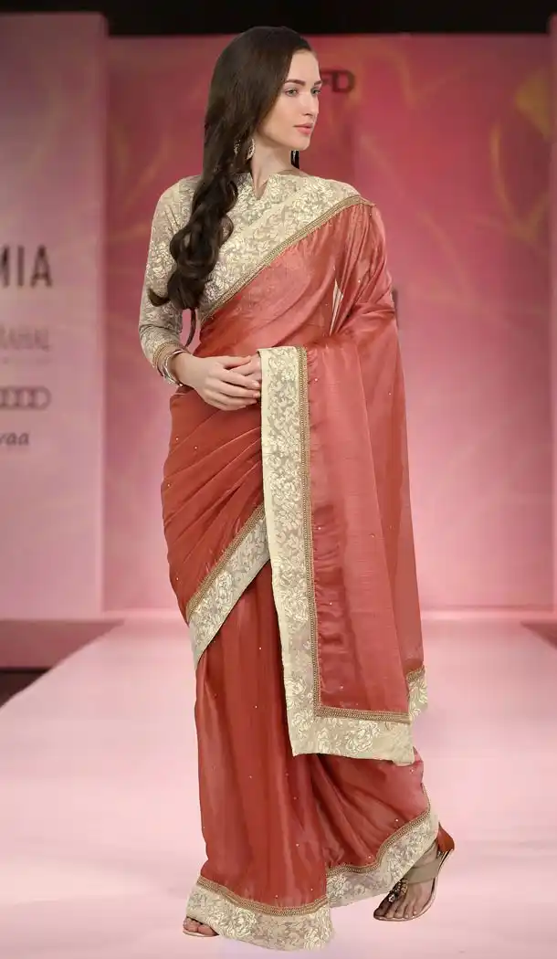 Dusty Pitch Color Shahi Chiffon Casual Wear Saree Blouse - 414650595