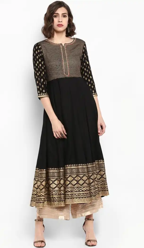 Exquisite Black Color Cotton Party Wear Style Readymade Kurti - 410949751