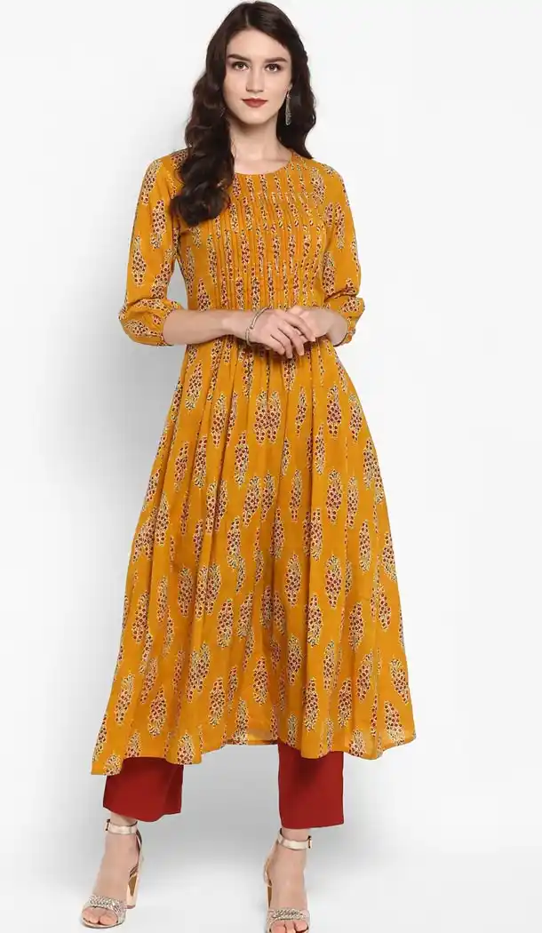 Yellow Color Pure Cotton Party Wear Style Readymade Kurti - 410949768