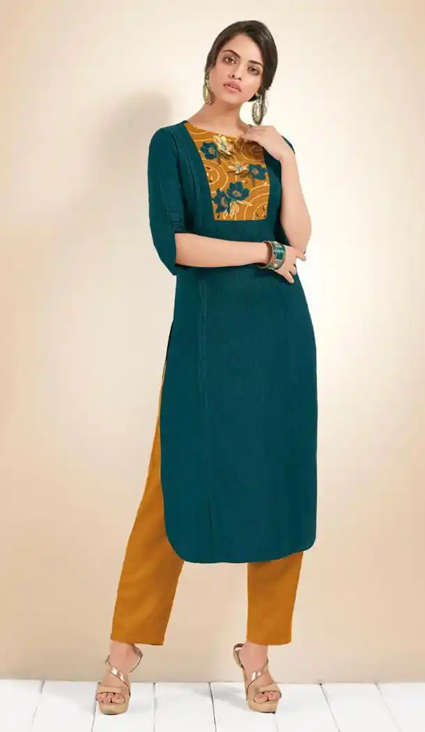 Forest Green Color Pure Cotton Designer Wear Readymade Kurti - 414750606