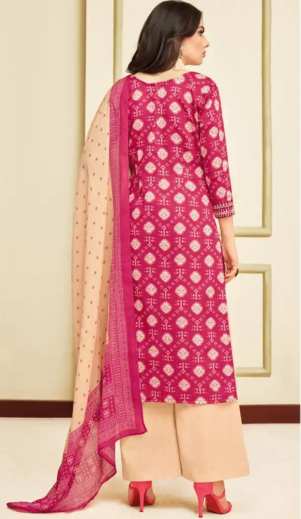 Pink Color Heavy Chanderi Daily Wear Palazzo Salwar Kameez - 417650899