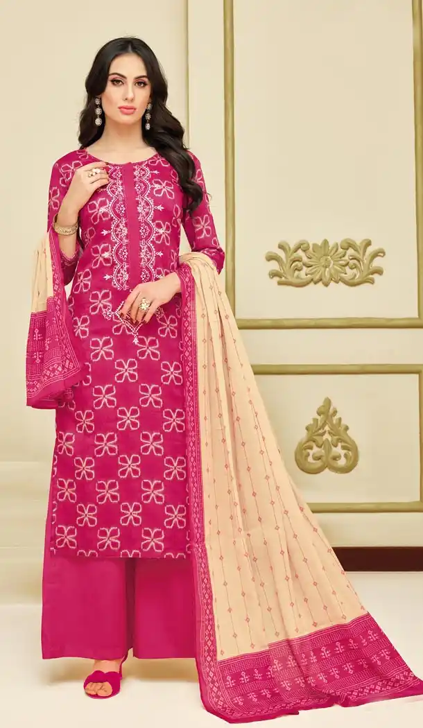 Captivating Pink Color Heavy Chanderi Daily Wear Palazzo Salwar Kameez - 417650902
